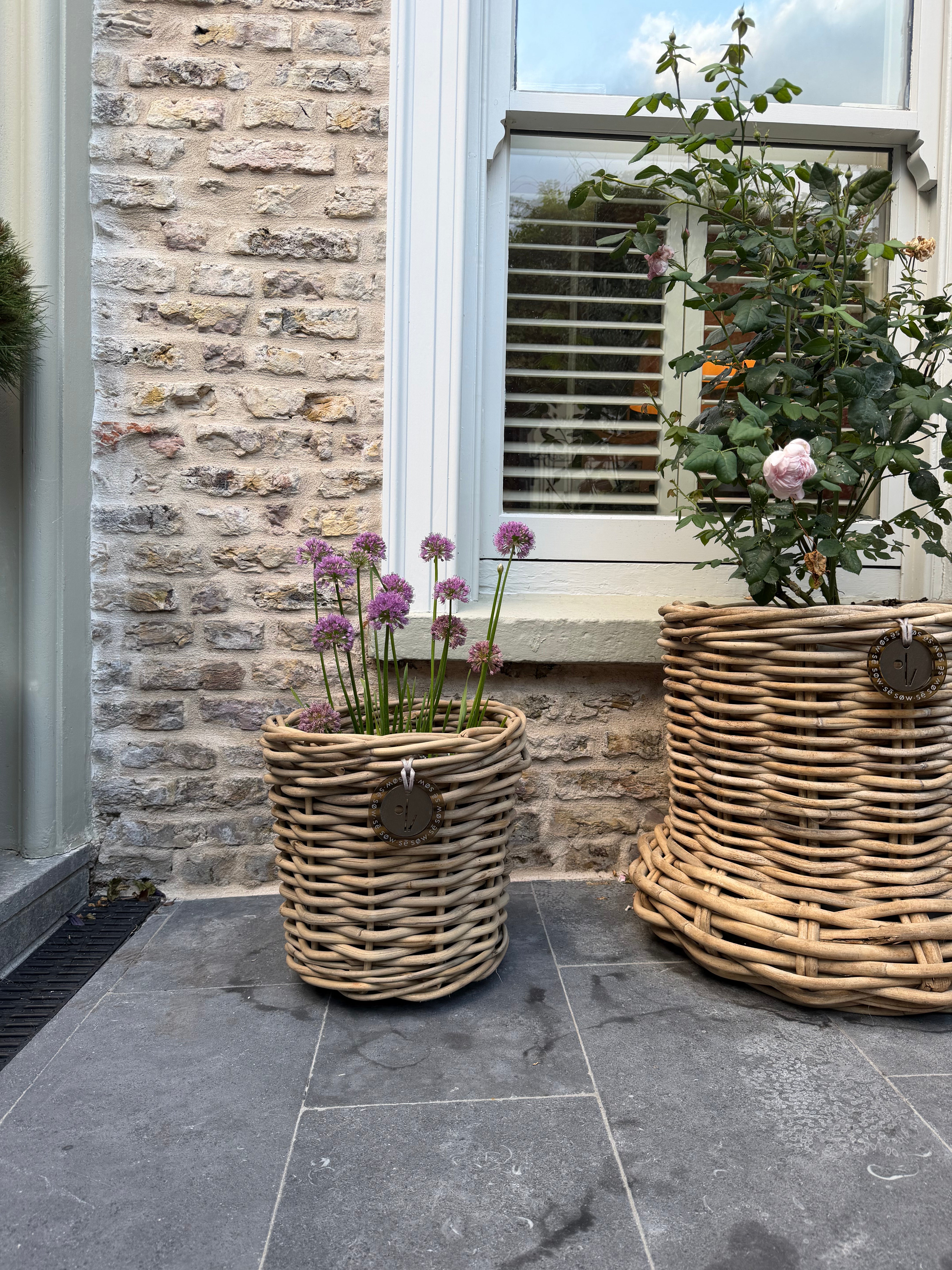 Beautiful Small Rattan Grey Pot