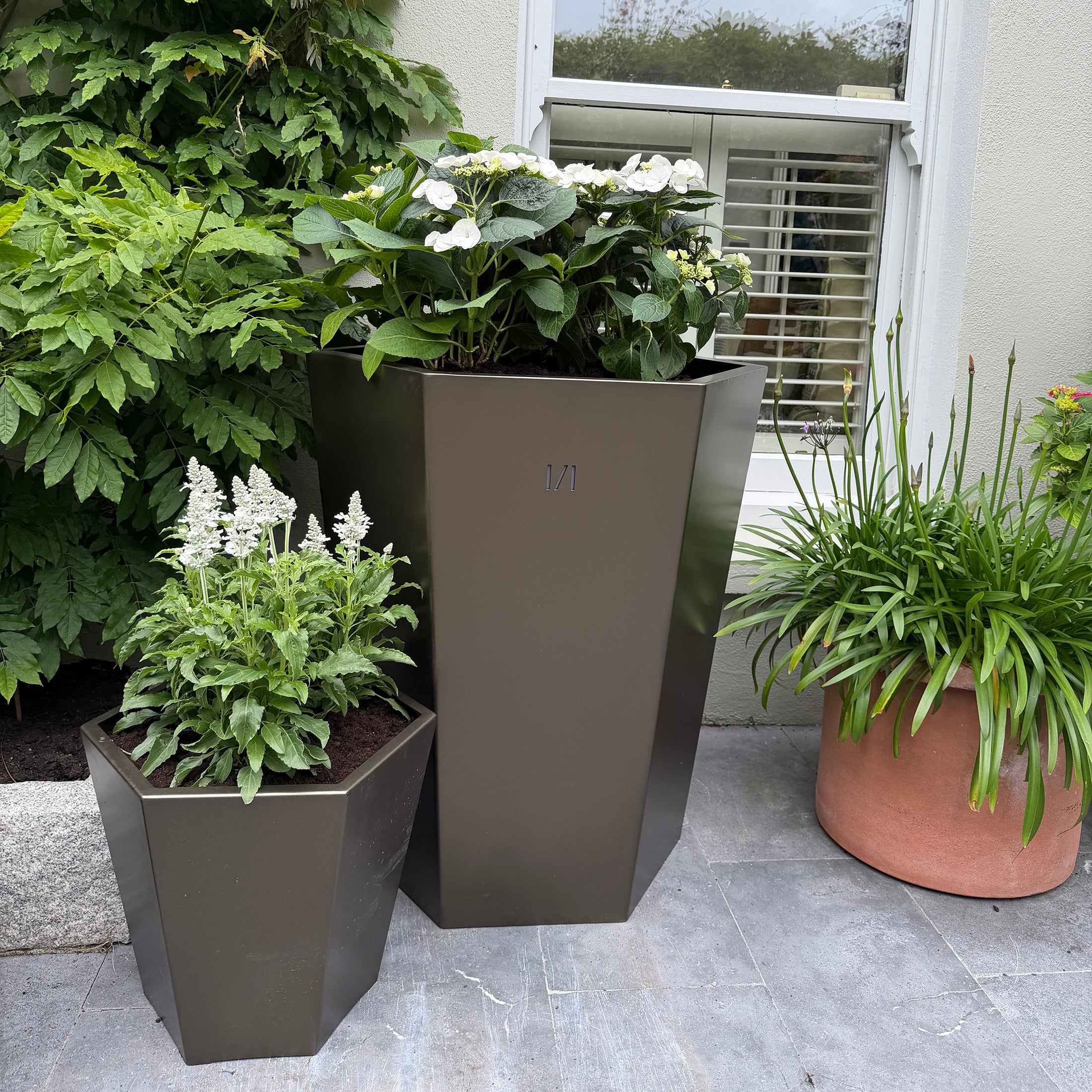 Extra Large Bronzed Steel Planter