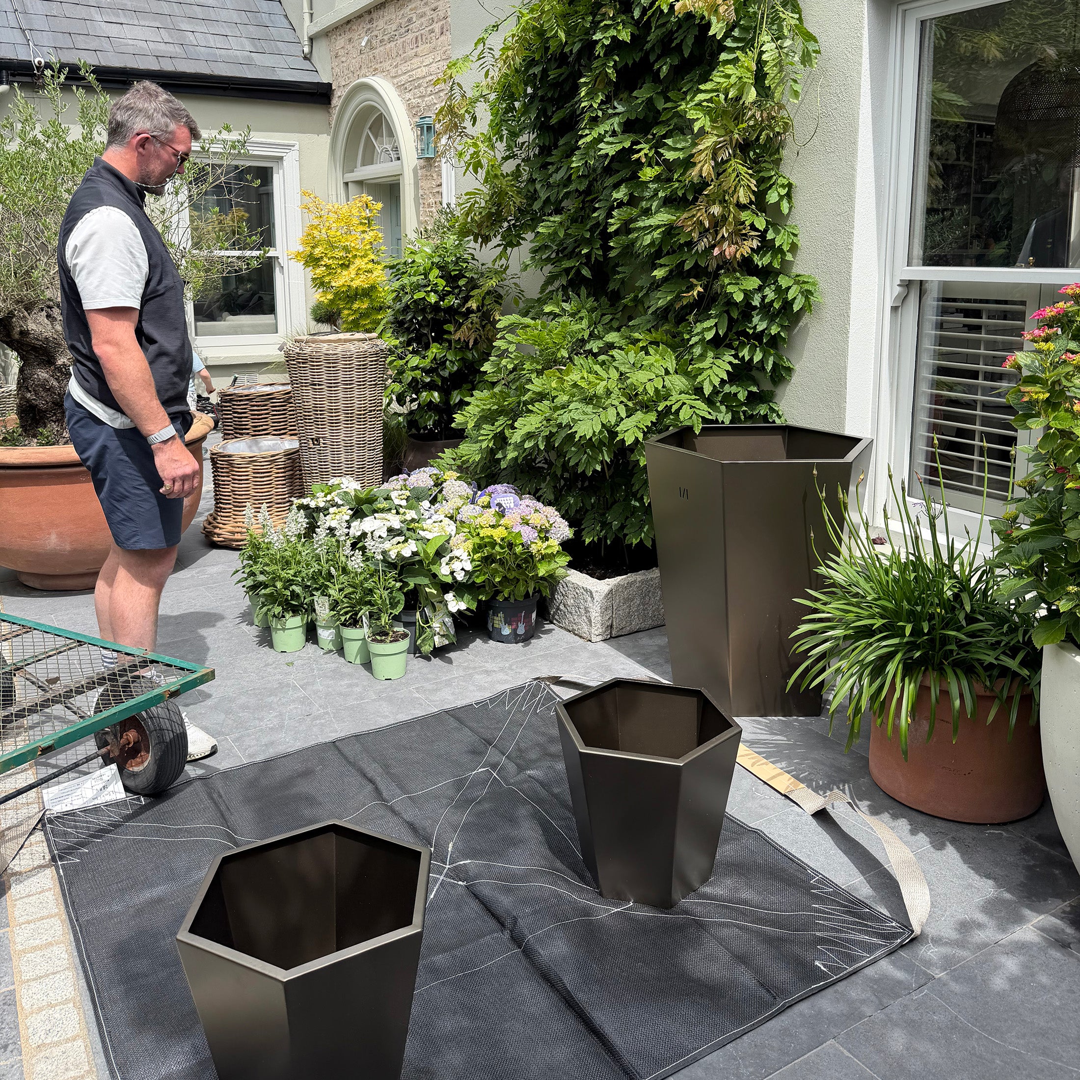Extra Large Bronzed Steel Planter