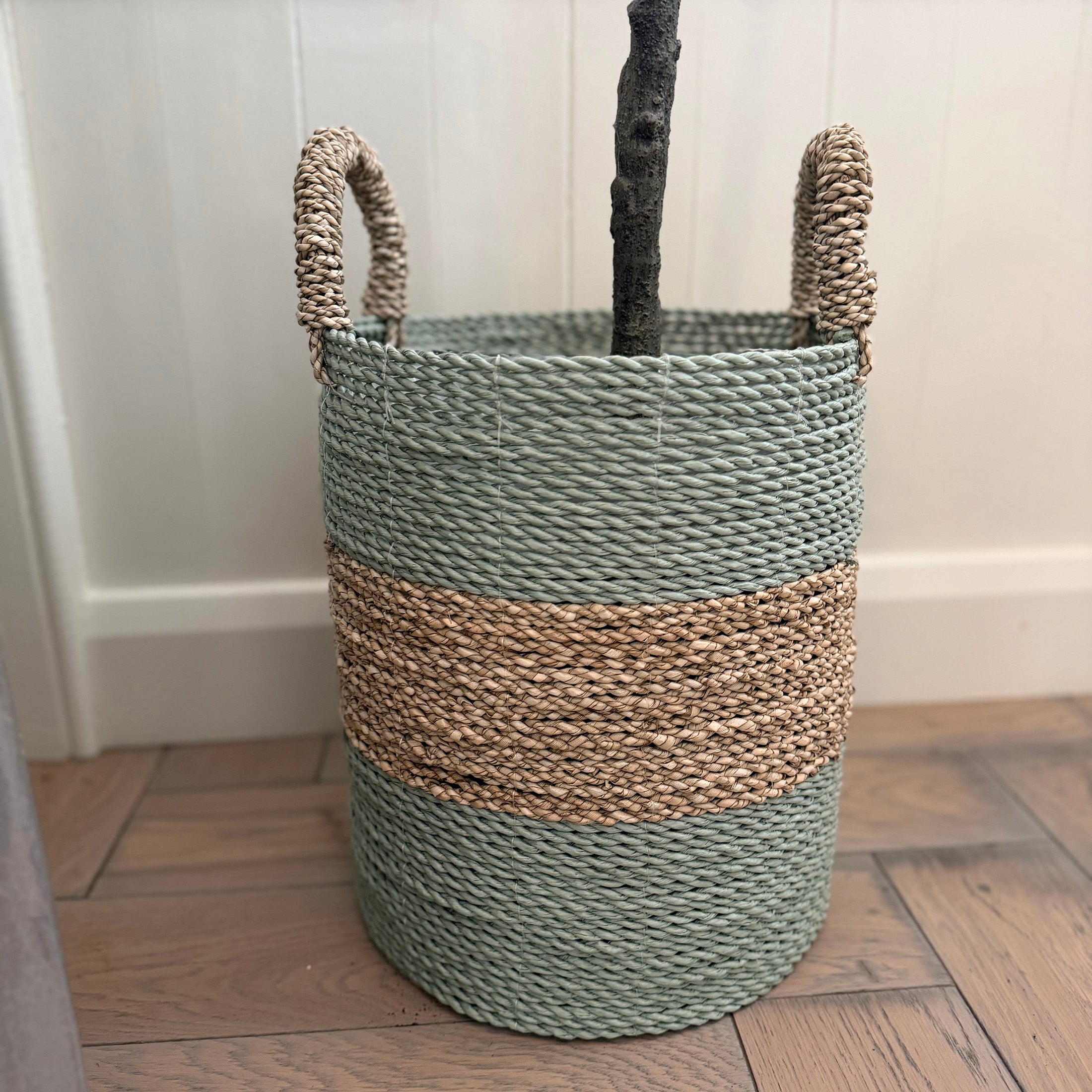 Striped Woven Storage Baskets