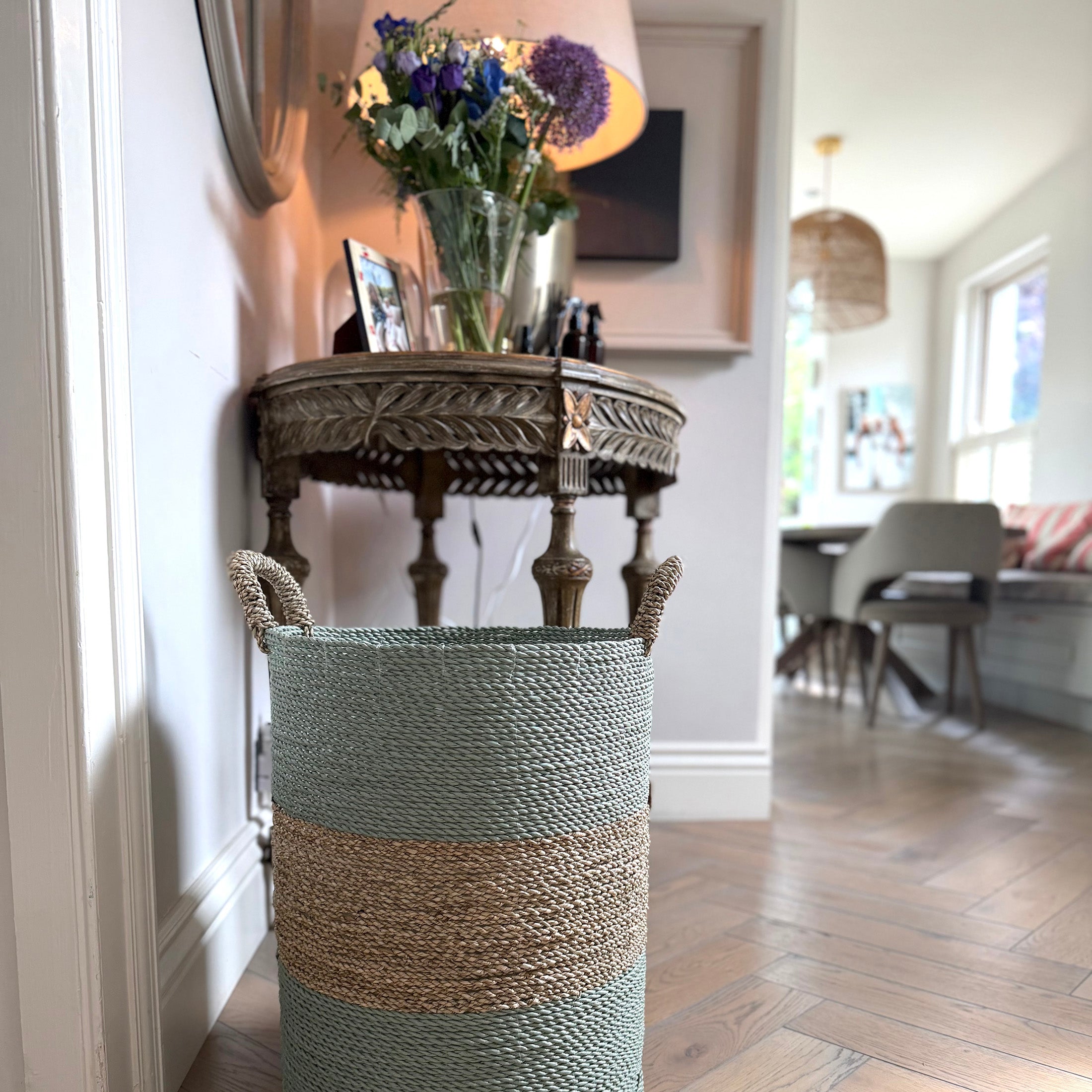 Striped Woven Storage Baskets