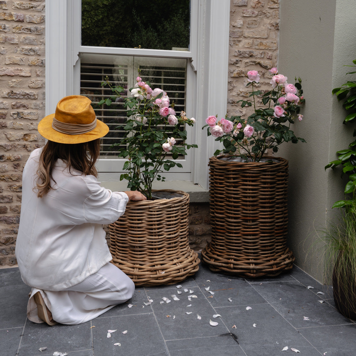 Beautiful Large Rattan Grey Pot