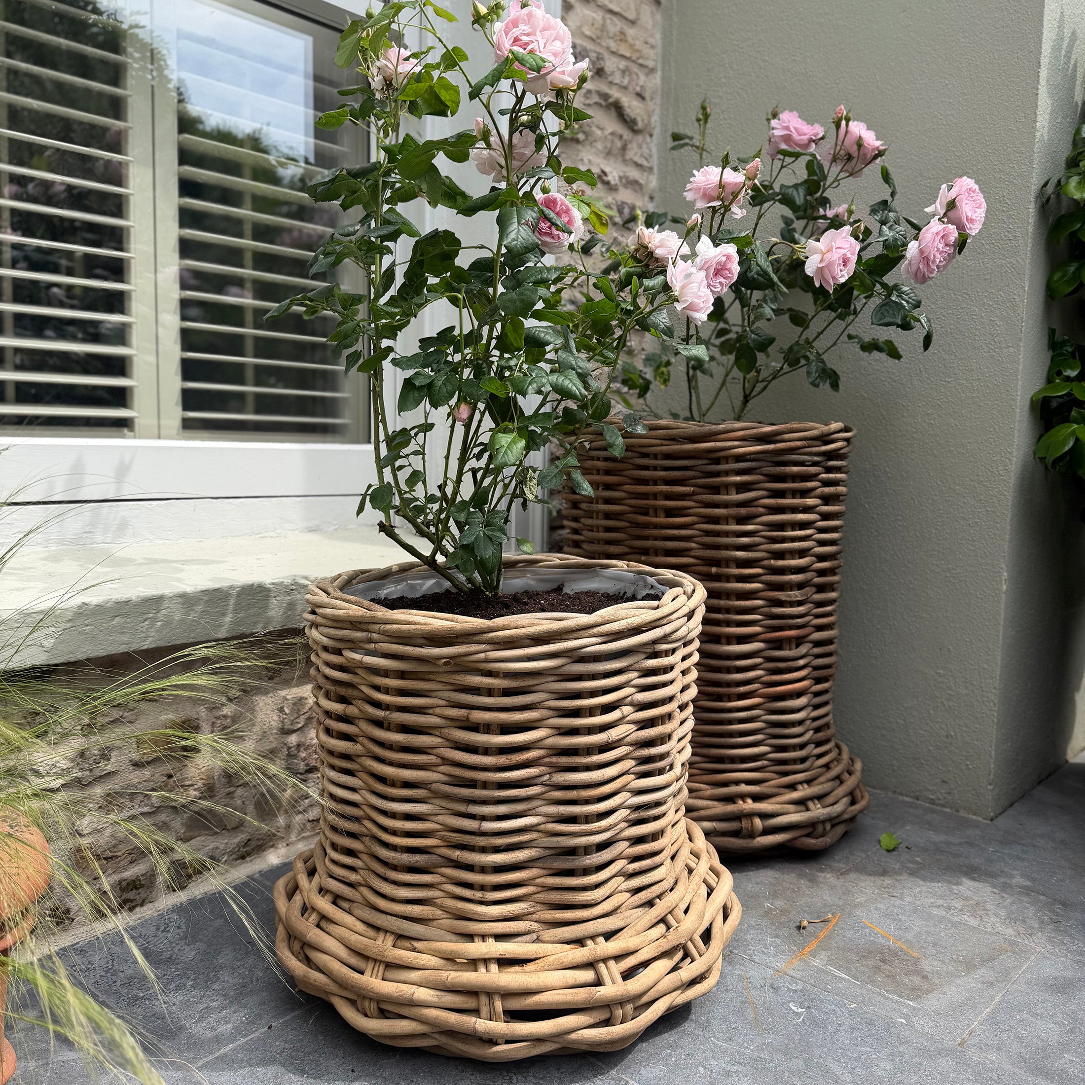 Beautiful Large Rattan Grey Pot
