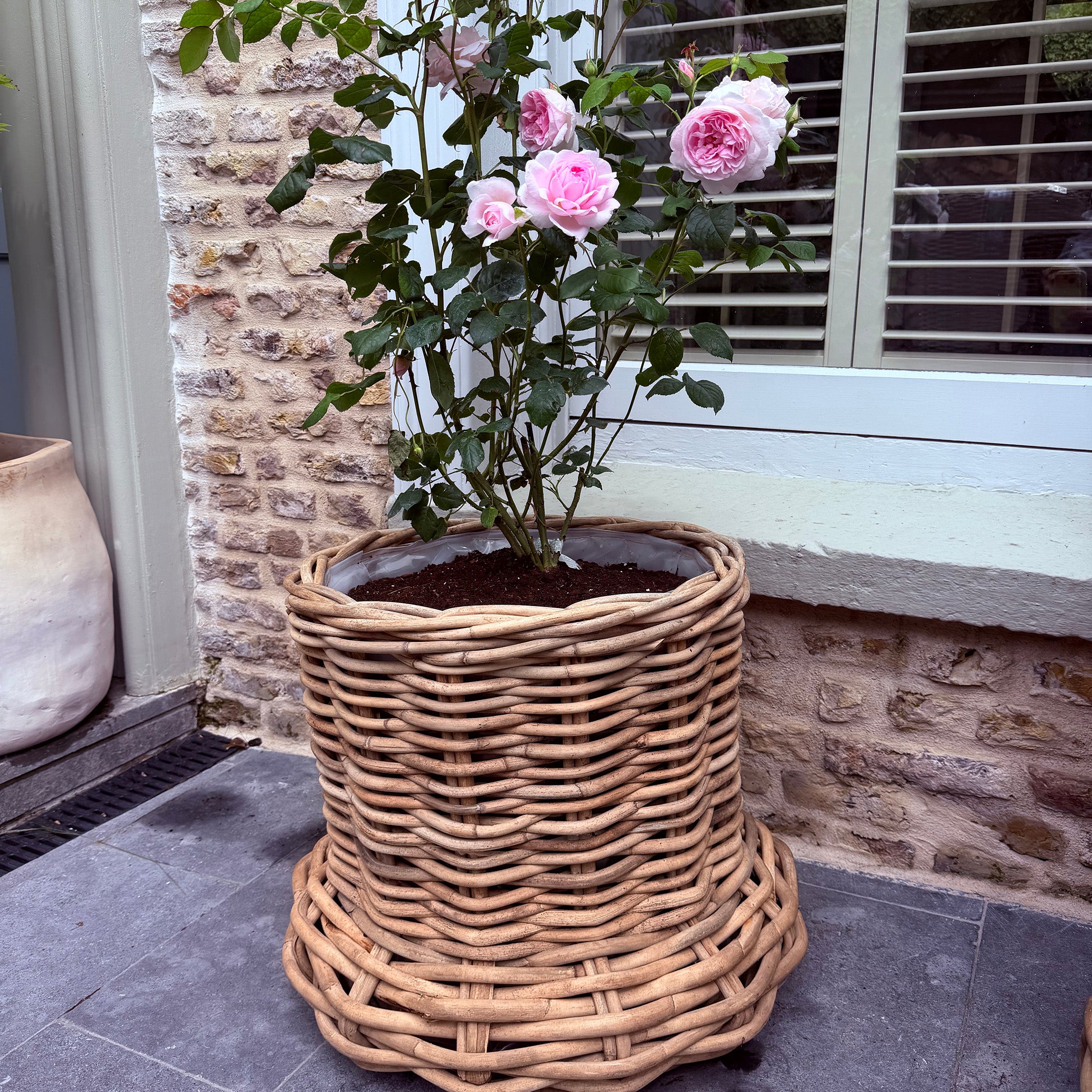 Beautiful Large Rattan Grey Pot