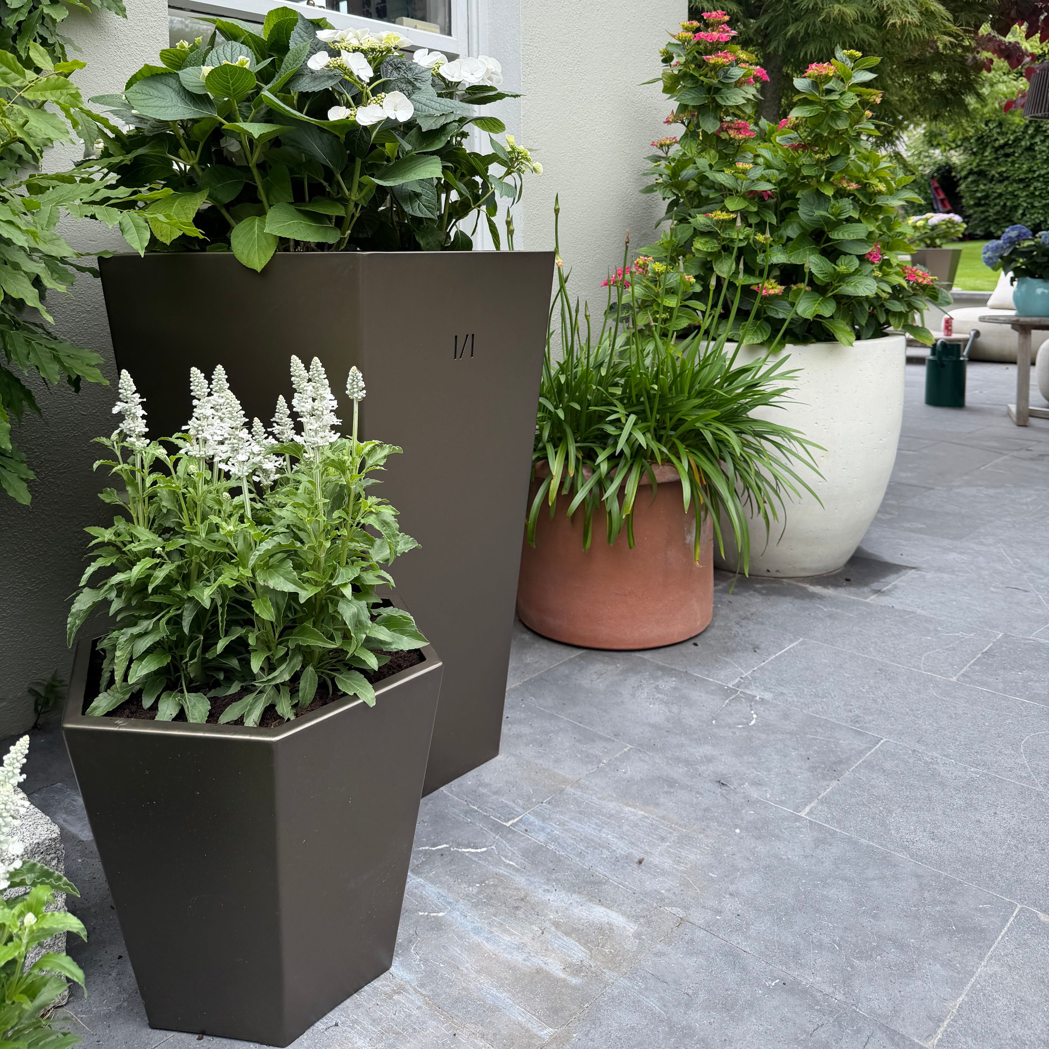 Medium Bronzed Steel Planter