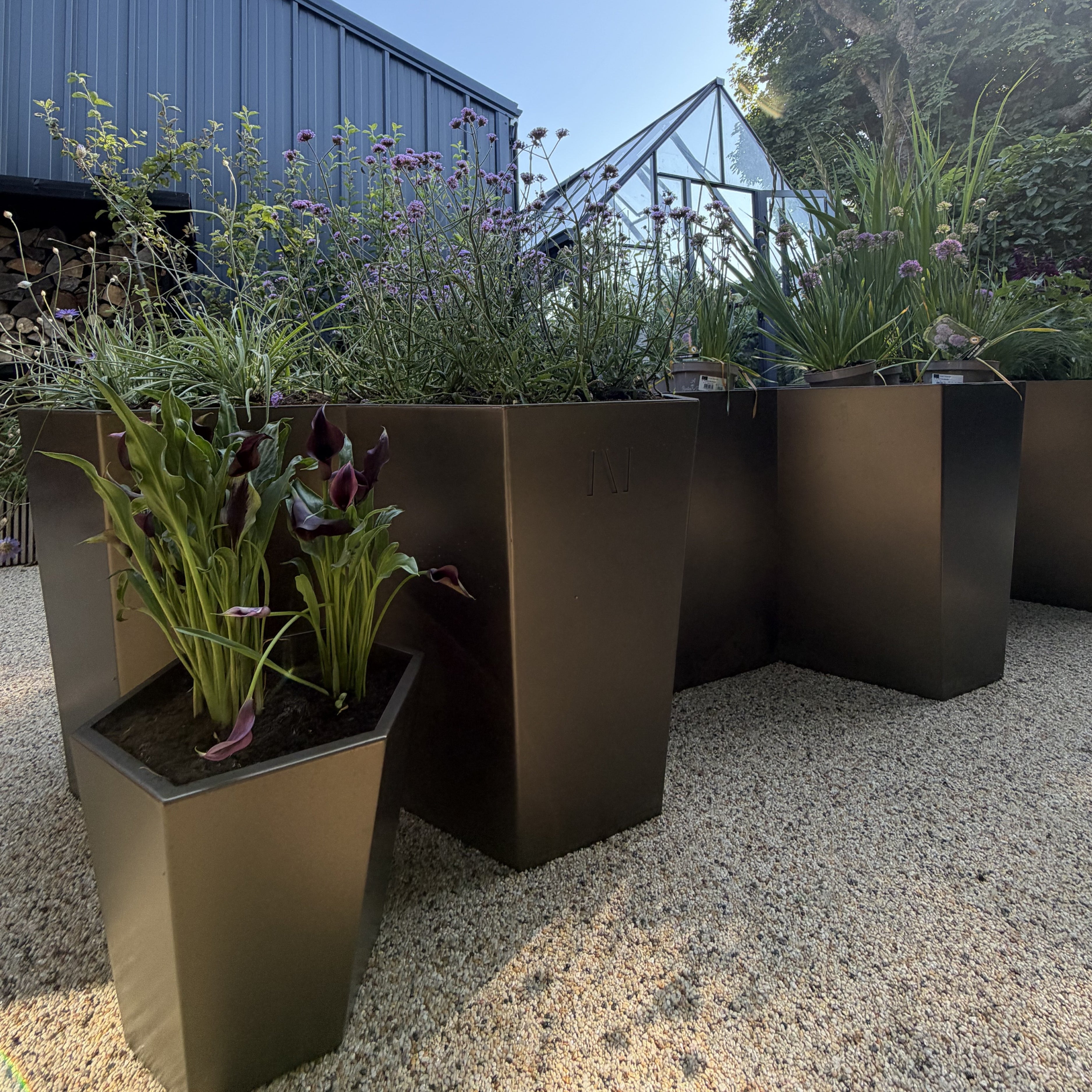 Medium Bronzed Steel Planter