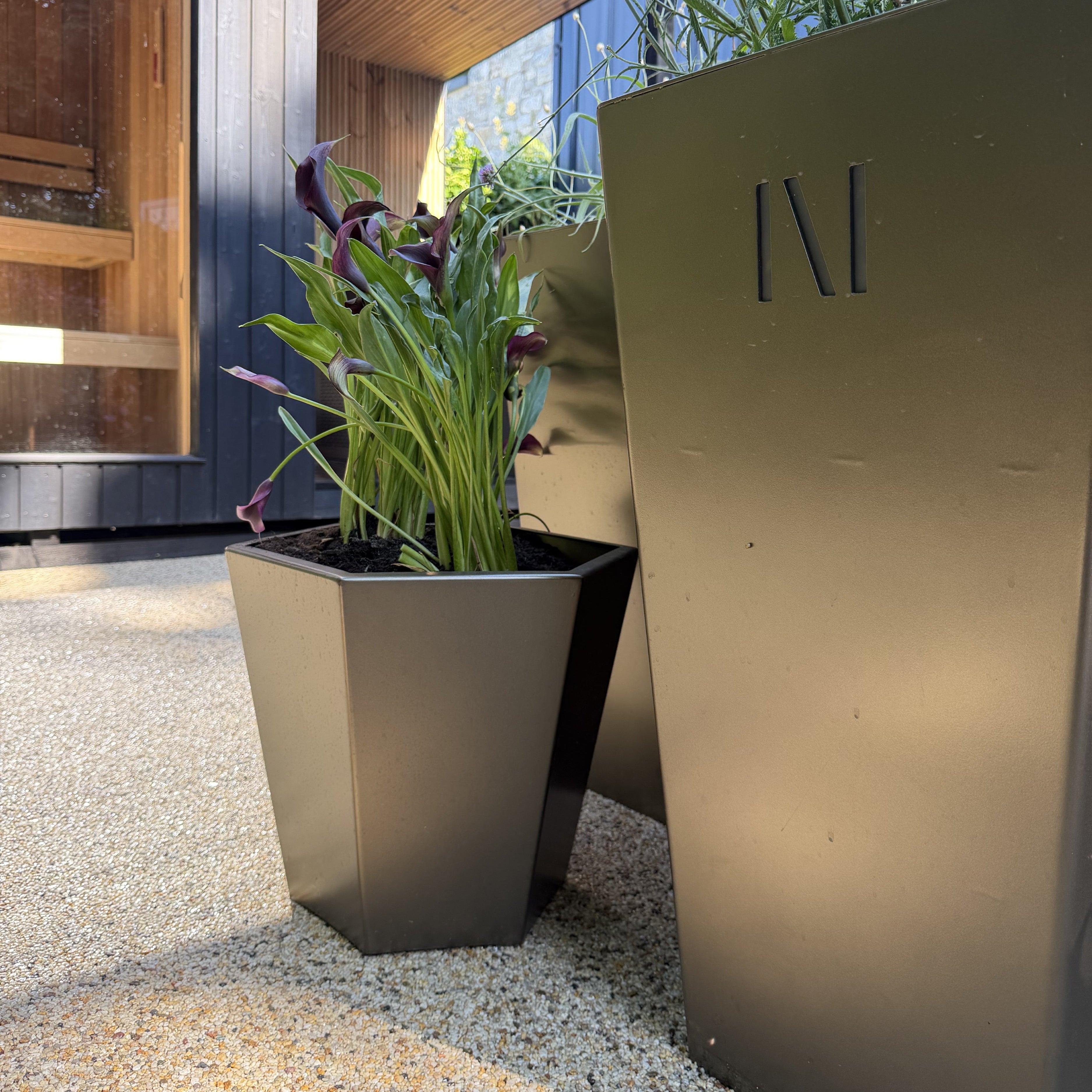 Medium Bronzed Steel Planter