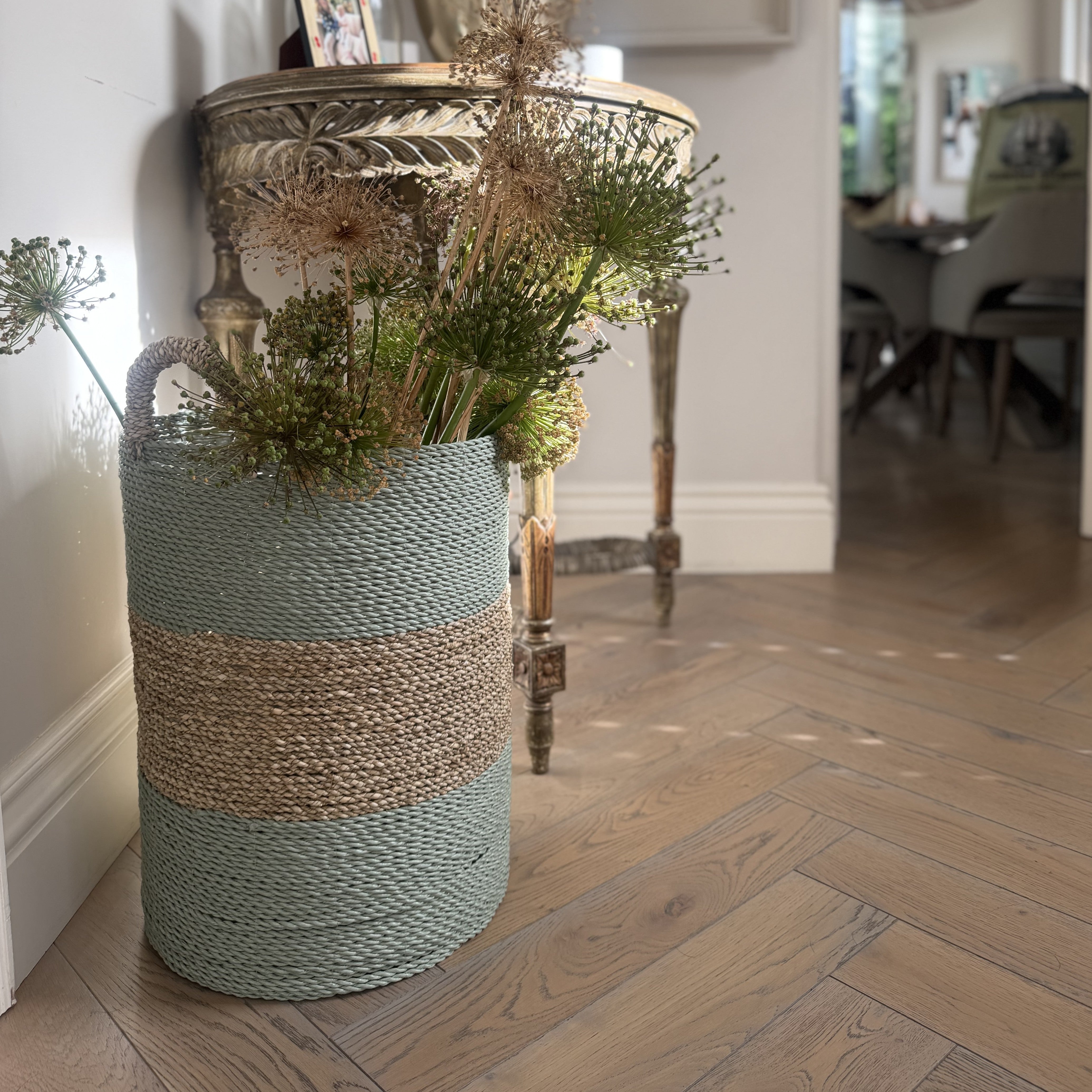 Striped Woven Storage Baskets