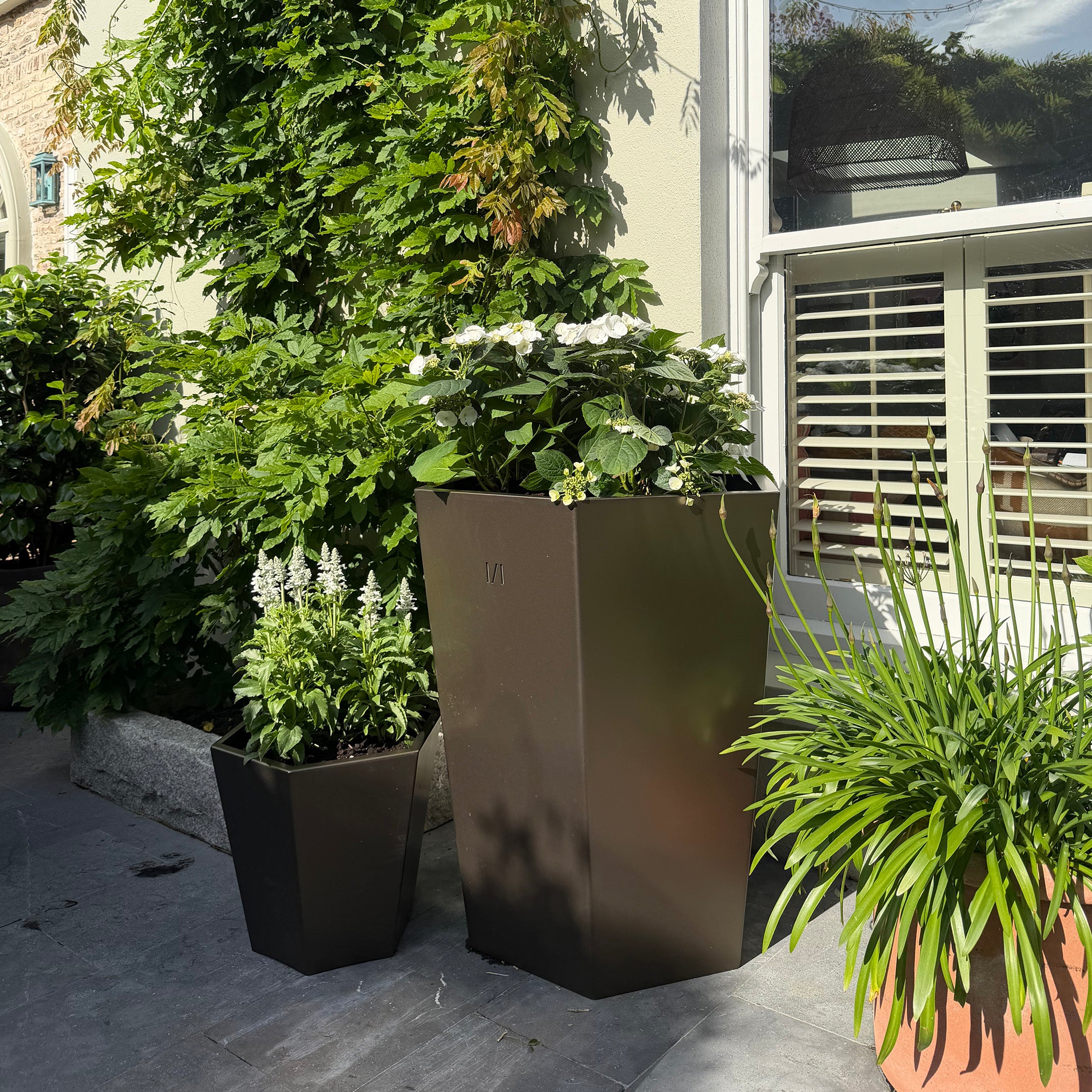 Extra Large Bronzed Steel Planter