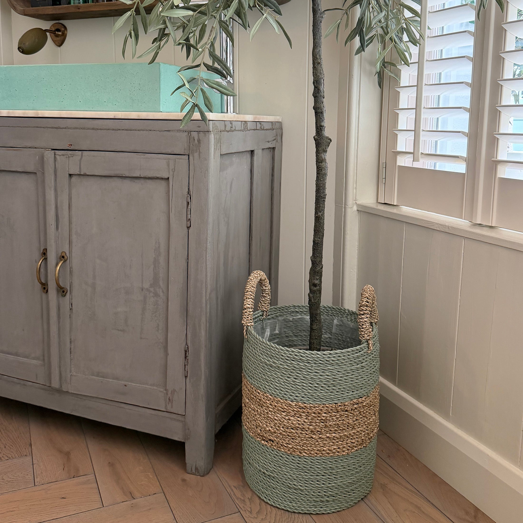 Striped Woven Storage Baskets