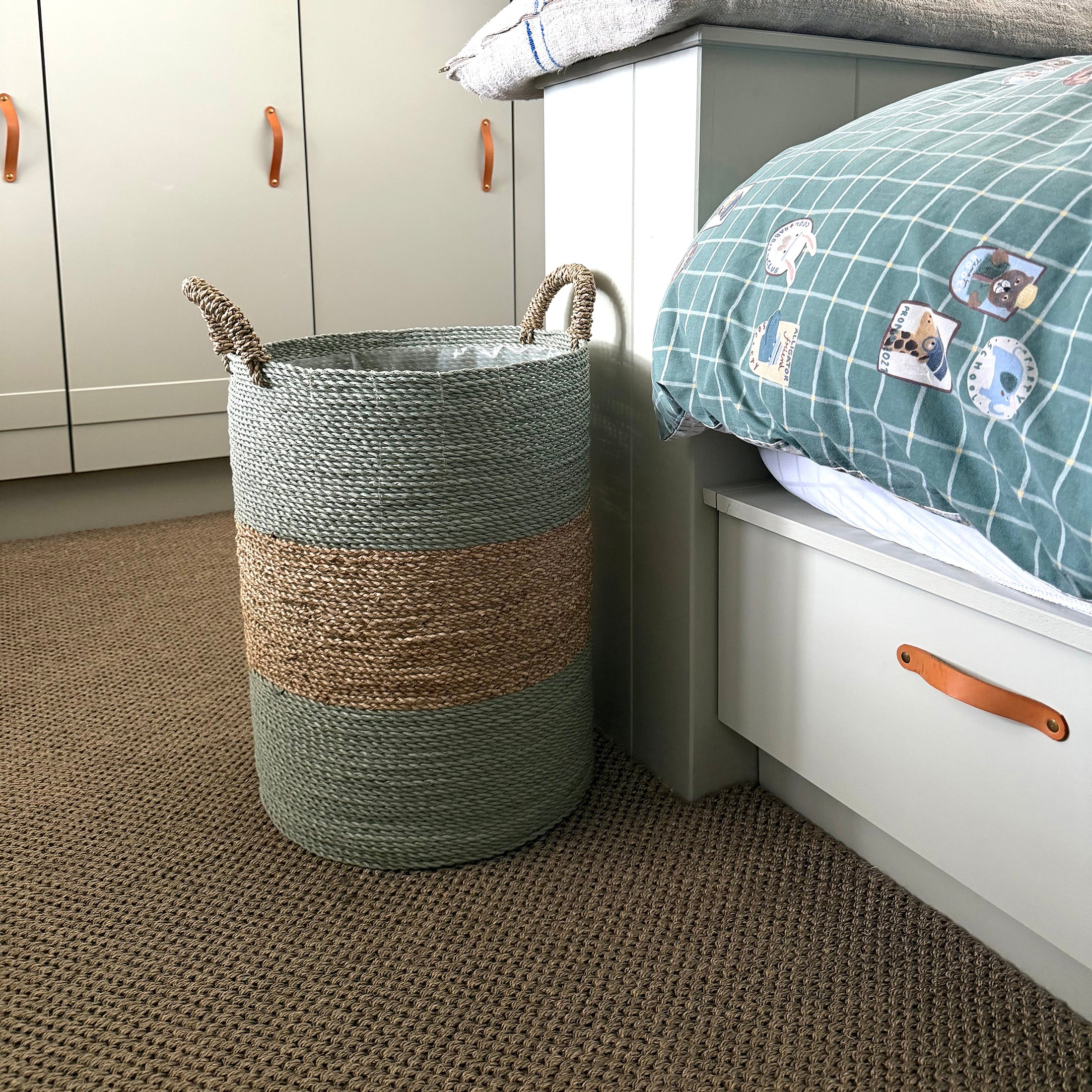 Striped Woven Storage Baskets